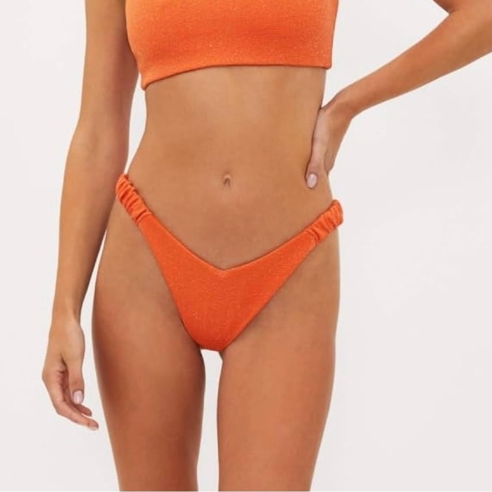 Beach Riot Phoebe Bottom Orange Sunshine Haze Scrunch